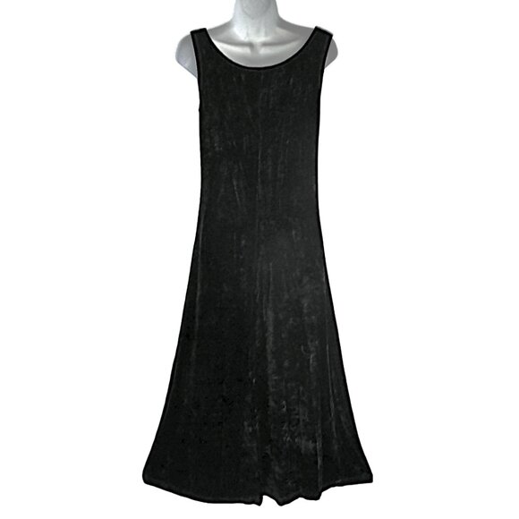 VeLVeT Vintage Sharon Anthony Lifestyles Dress Black Velour Maxi Tank Stretchy S - Picture 2 of 4